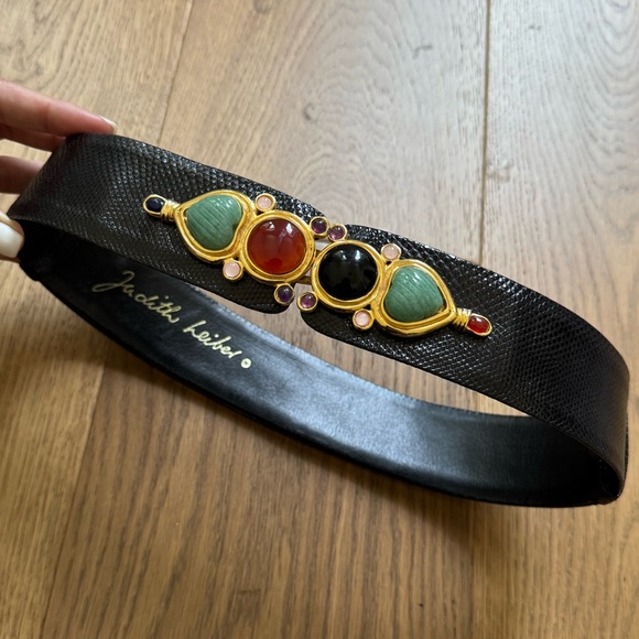 Judith Leiber Accessories - Judith Lieber Vintage 80s Ladies Black Snakeskin Belt